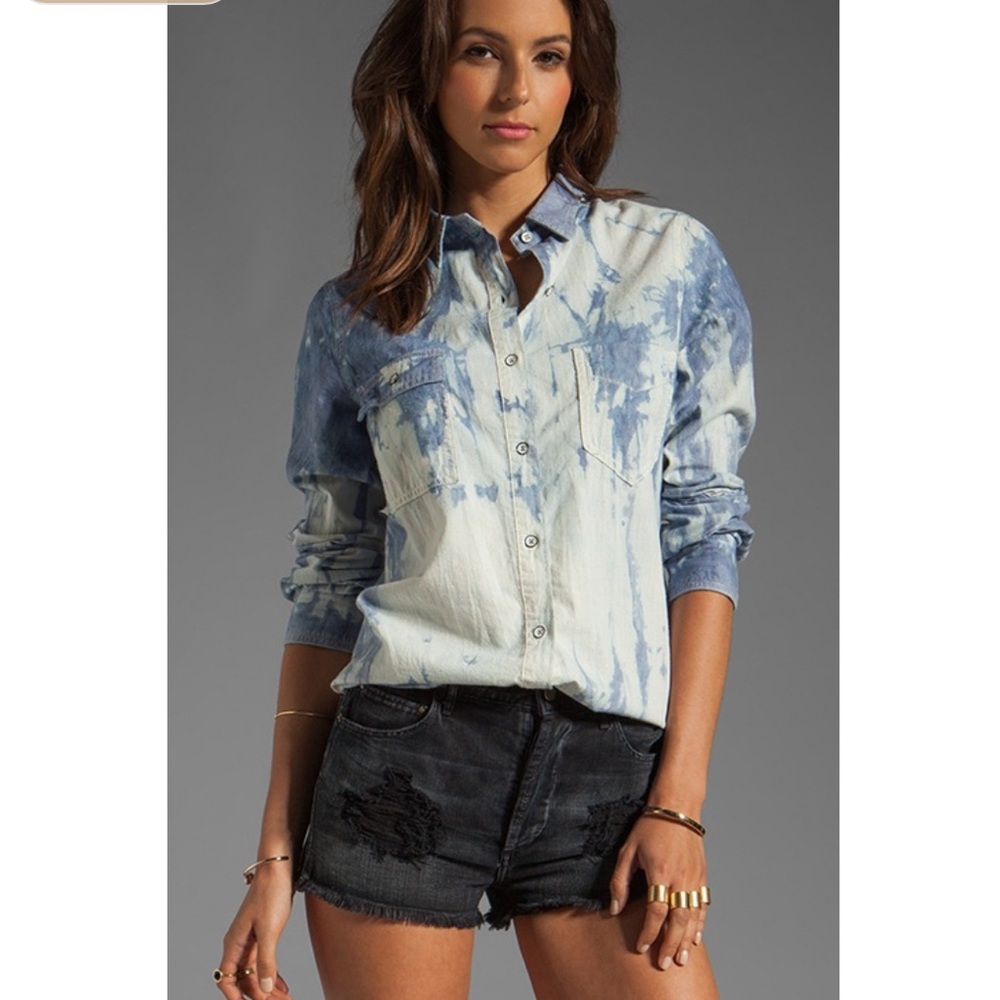Rag & Bone Bleached Blue Tie Dye Button Down